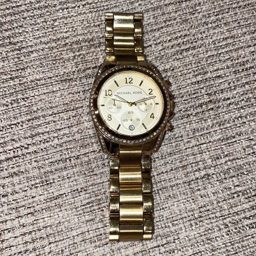 Michael Kors Watch with Faux Diamond Face in gold